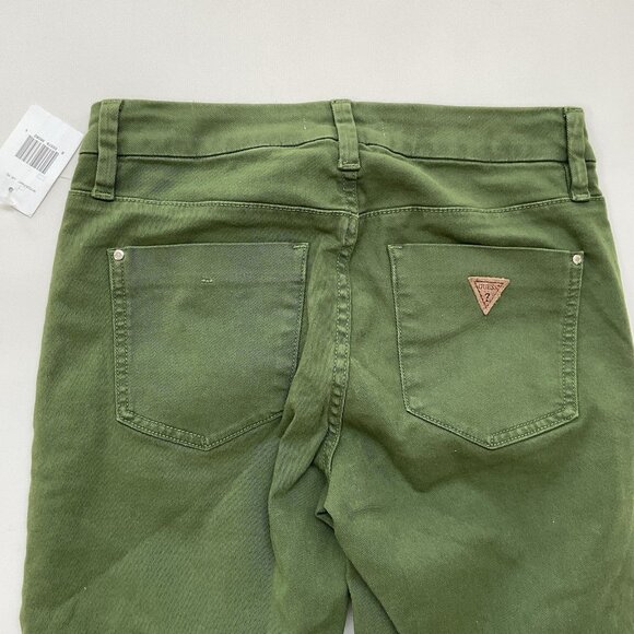 Guess Women’s Athletic Zip Skinny Jean In Olive Ankle Zip Cropped Leg Size 27 - Picture 11 of 13